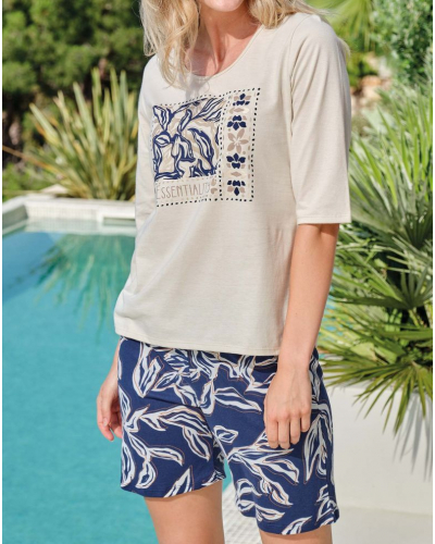 Pyjama court col O Essentiality 100% coton Massana (Ecru)