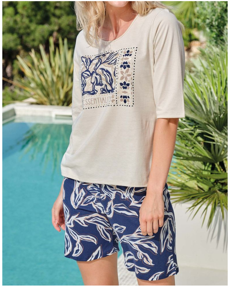 Massana Essentiality Short Pajama with Crew Neck 100% Cotton (Ecru)