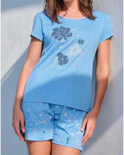 Pijama corto natural 100% algodón Massana (Bleu)