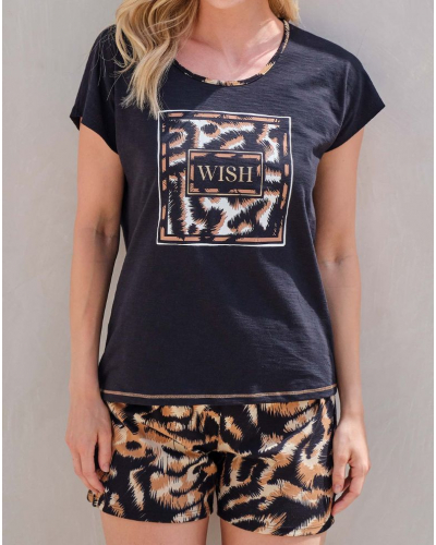 Pyjama court Wish 100% coton Massana (Noir)