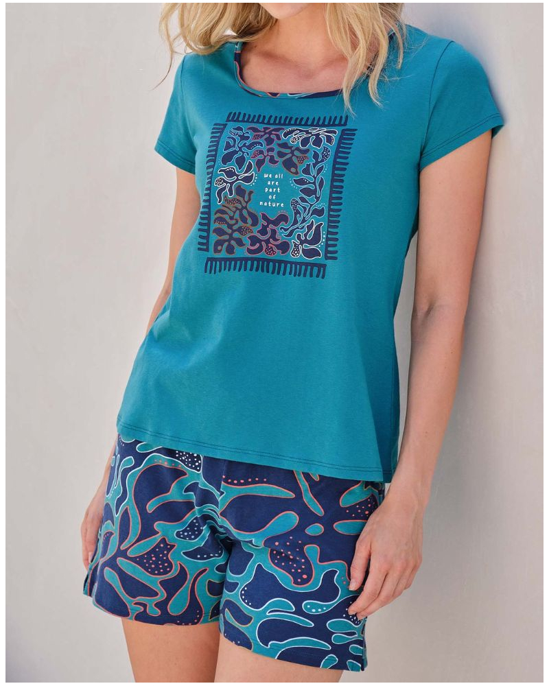 Pyjama court Nature 100% coton Massana (Petrol)