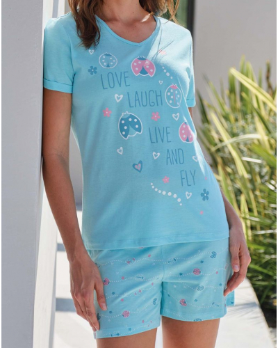 Pyjjama court Coccinelle Coton Massana (Turquoise)