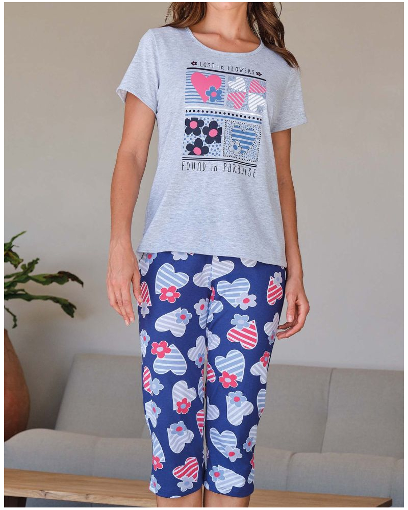 Pijama corto Massana Lost In Flowers 100% algodón (Gris Vigoreado)