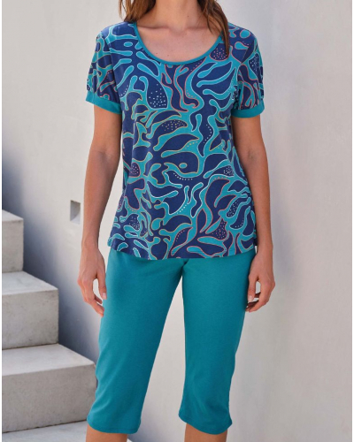 Pyjama court 100% coton Massana (Petrol)