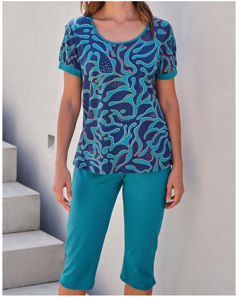 Pyjama court 100% coton Massana (Petrol)