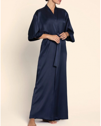 100% silk long negligee Lise Charmel Eclat Couture (Bleu Night)