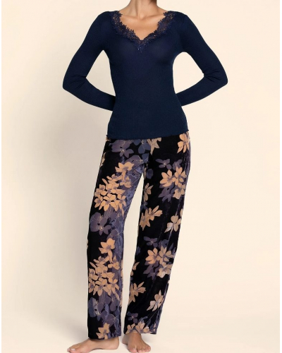 Pantalon en velours dévoré Lise Charmel Eclat Couture (Bleu Night)