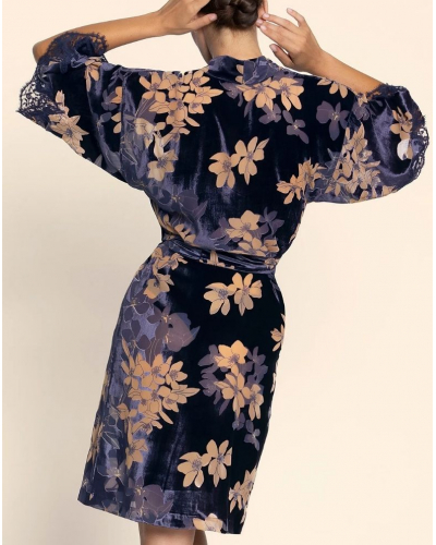 Kimono en velours dévoré Lise Charmel Eclat Couture (Bleu Night)