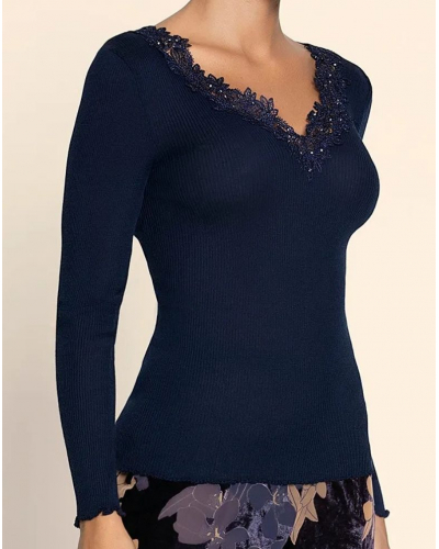 Camiseta mangas largas lana y seda Lise Charmel Eclat Couture (Bleu Night)