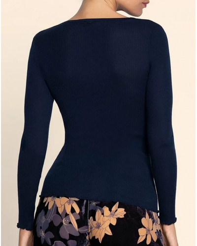 T-shirt manches longues laine et soie Lise Charmel Eclat Couture (Bleu Night)