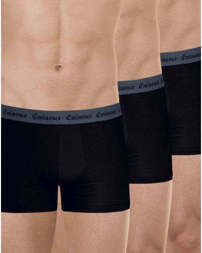 Set of 3 Eminence Allure Stretch Cotton Boxers (Black)