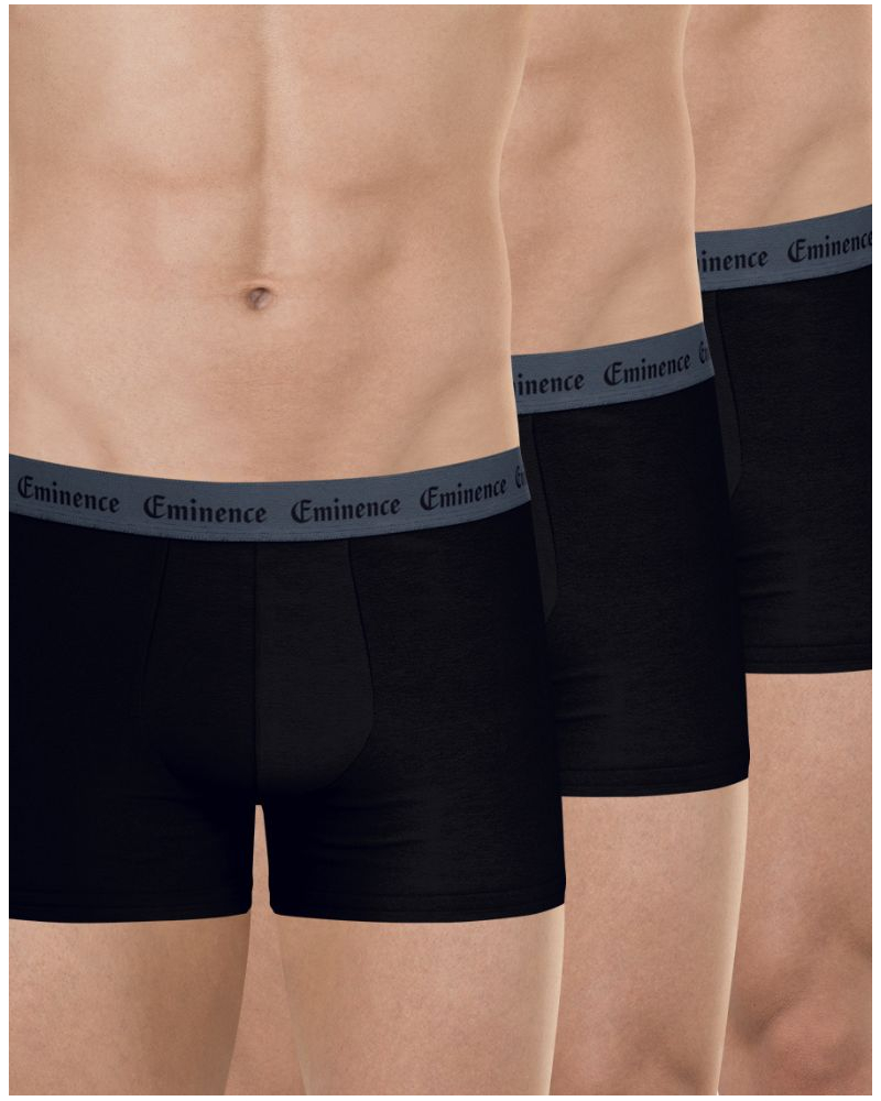 Set of 3 Eminence Allure Stretch Cotton Boxers (Black)