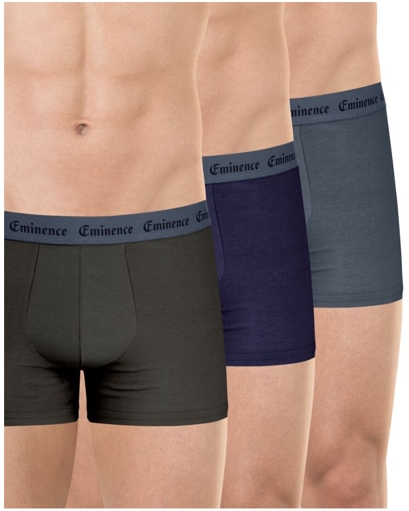 Lot de 3 boxers coton stretch Eminence Allure (Kaki / Marine / Gris)