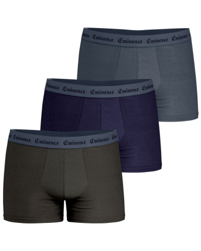 Lot de 3 boxers coton stretch Eminence Allure (Kaki / Marine / Gris)