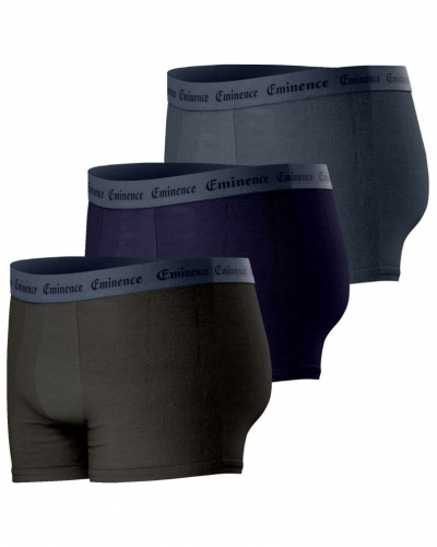 Lot de 3 boxers coton stretch Eminence Allure (Kaki / Marine / Gris)