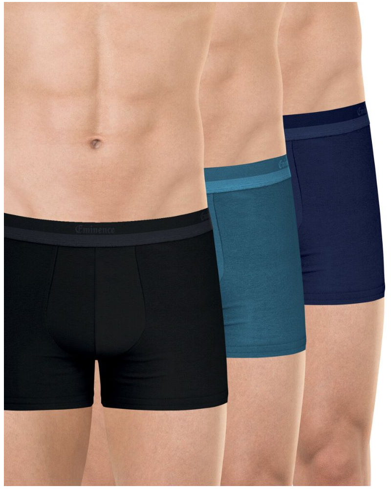 Pack of 3 Eminence Studio Stretch Cotton Boxers (Black / Teal / Navy)