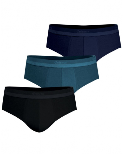 Lot de 3 slips coton stretch Eminence Studio (Noir/Bleu canard / Marine)