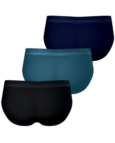 Lot de 3 slips coton stretch Eminence Studio (Noir/Bleu canard / Marine)