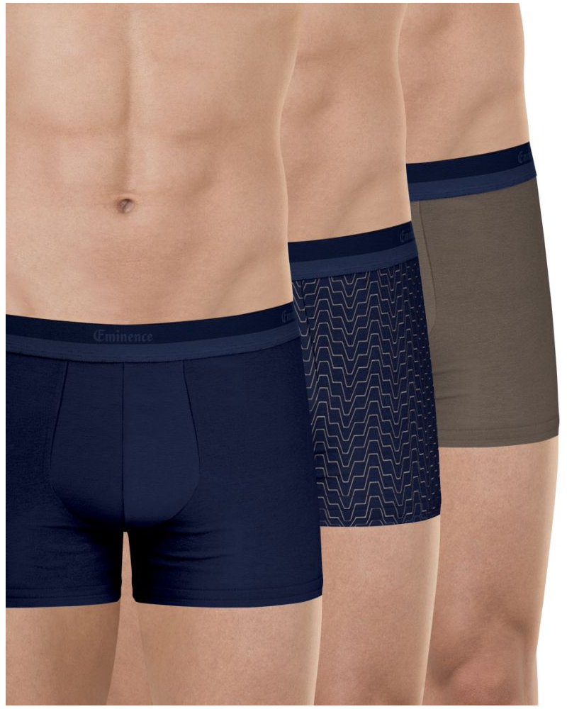 Lot de 3 boxers coton stretch Eminence Studio (Marine / Kaki)