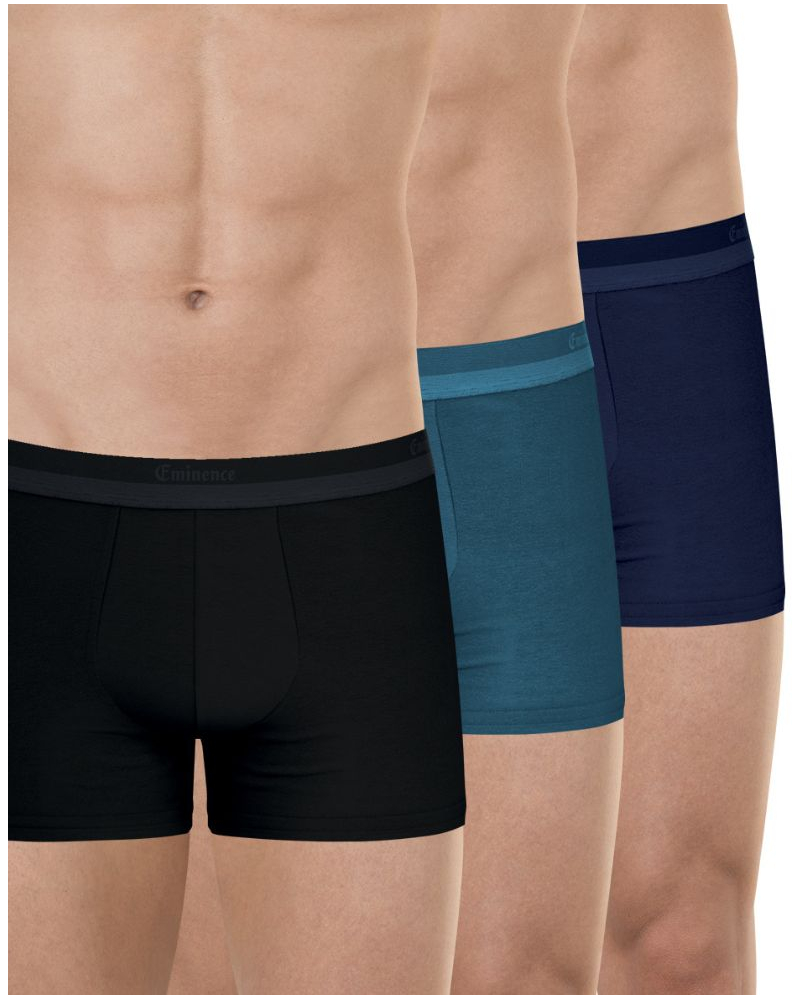 Pack of 3 Eminence Studio Stretch Cotton Boxers (Teal / Heather Grey)