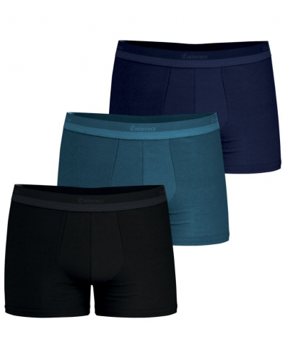 Lot de 3 boxers coton stretch Eminence Studio (Bleu canard / Gris chiné)