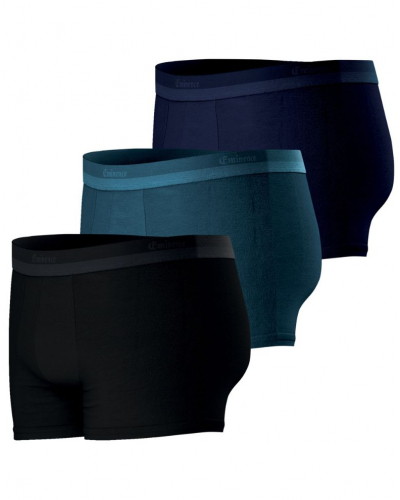 Lot de 3 boxers coton stretch Eminence Studio (Bleu canard / Gris chiné)