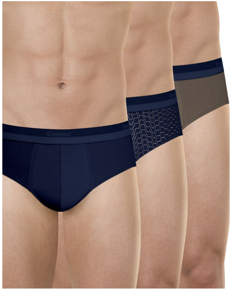 Paquete de 3 slips de algodón elástico Eminence Studio (Azul marino / Kaki)