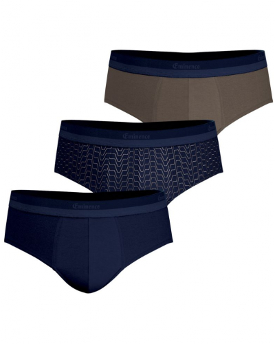 Paquete de 3 slips de algodón elástico Eminence Studio (Azul marino / Kaki)