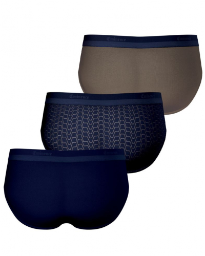 Paquete de 3 slips de algodón elástico Eminence Studio (Azul marino / Kaki)