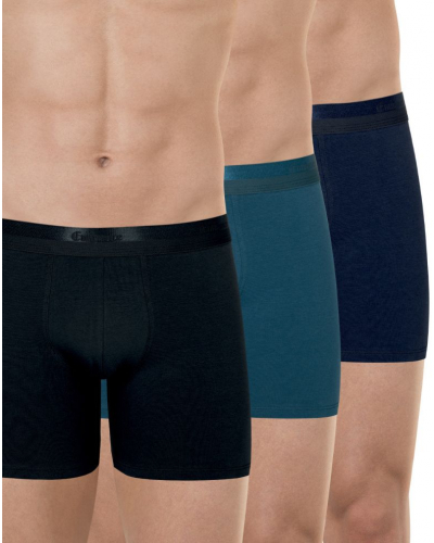 Lot de 3 boxers long coton stretch Eminence Studio (Noir / Bleu canard / Marine)