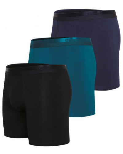 Pack of 3 long stretch cotton boxers Eminence Studio (Black / Teal / Navy)