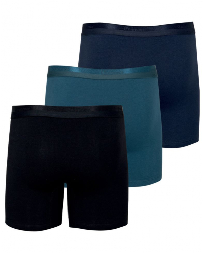 Lot de 3 boxers long coton stretch Eminence Studio (Noir / Bleu canard / Marine)