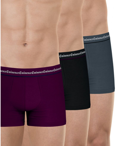 Pack of 3 stretch cotton boxers Eminence Business (plum / black / anthracite)