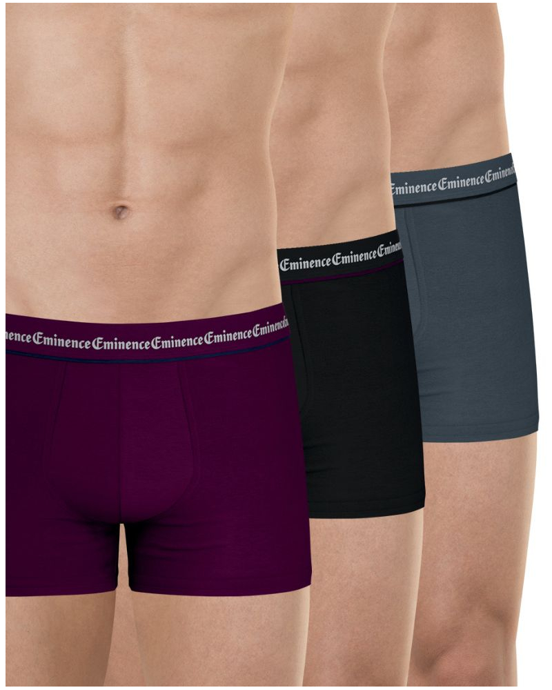 Lot de 3 boxers coton stretch Eminence Business (Prune / Noir / Anthracite)