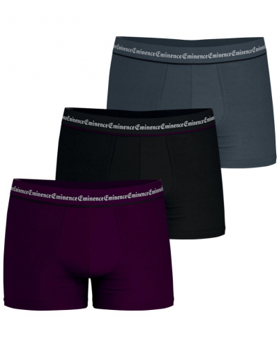 Pack of 3 stretch cotton boxers Eminence Business (plum / black / anthracite)