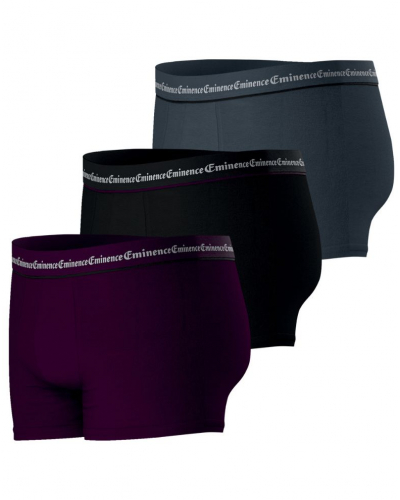 Pack of 3 stretch cotton boxers Eminence Business (plum / black / anthracite)