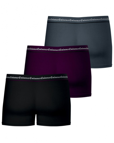 Lot de 3 boxers coton stretch Eminence Business (Prune / Noir / Anthracite)