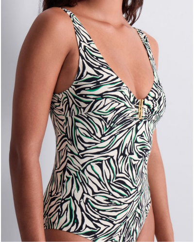 Traje de baño de una pieza con aros Aubade Tropical Splash (Wild Stripes)