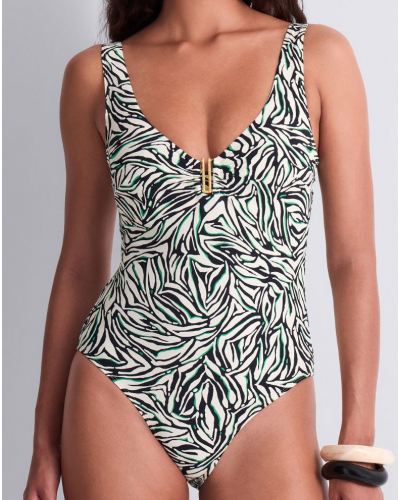 Traje de baño de una pieza con aros Aubade Tropical Splash (Wild Stripes)