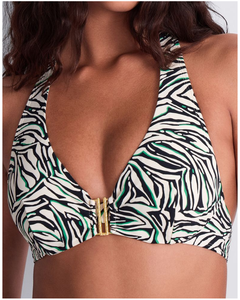 Sujetador de baño triángulo plunge Aubade Tropical Splash (Wild Stripes)