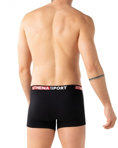 Pack of 3 stretch cotton boxers Athena Daily Sport (Black / Concrete Grey / Red)