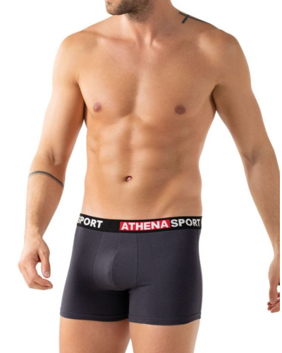 Pack of 3 stretch cotton boxers Athena Daily Sport (Black / Concrete Grey / Red)