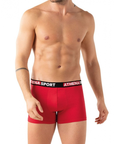 Pack of 3 stretch cotton boxers Athena Daily Sport (Black / Concrete Grey / Red)