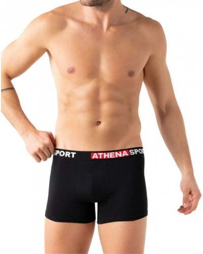 Pack of 3 stretch cotton boxers Athena Daily Sport (Black / Concrete Grey / Red)