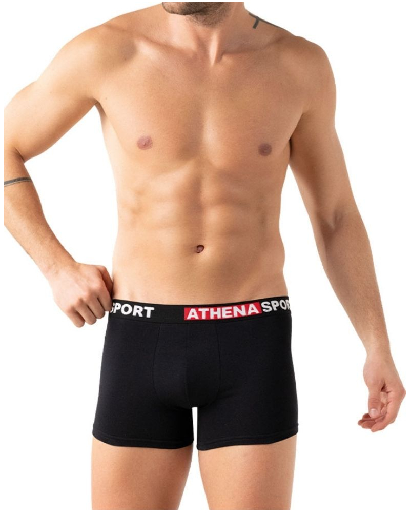 Pack of 3 stretch cotton boxers Athena Daily Sport (Black / Concrete Grey / Red)