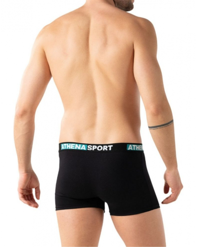 Pack of 3 stretch cotton boxers Athena Daily Sport (Black / Ocean / Black)