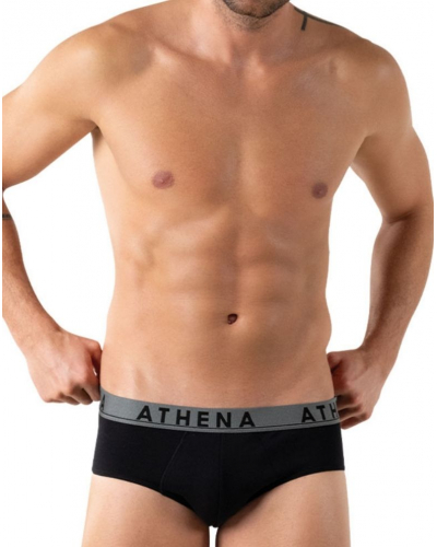 Lot de 3 Slips Athena coton stretch Easy Color (Noir imprimé)
