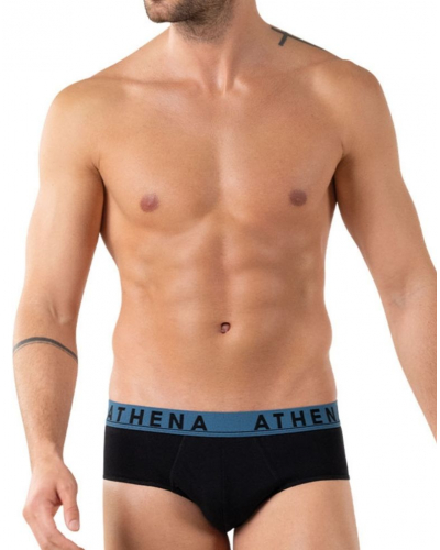 Paquete de 3 Slips Athena Algodón Elástico Easy Color (Negro Estampado)