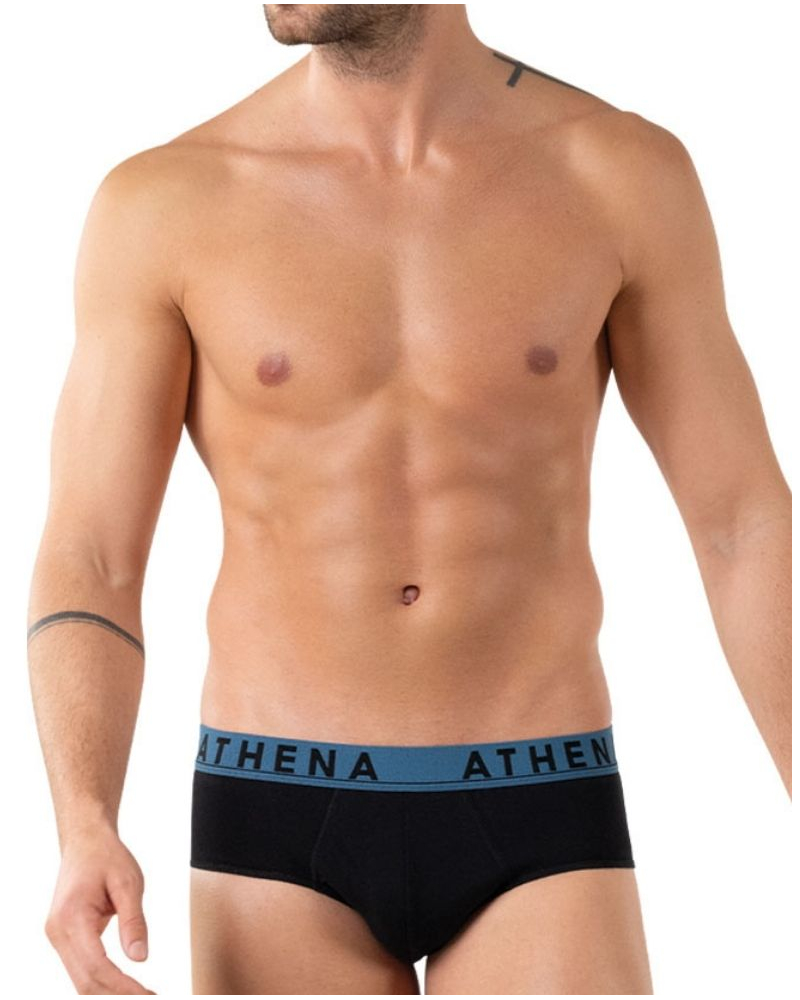 Paquete de 3 Slips Athena Algodón Elástico Easy Color (Negro Estampado)