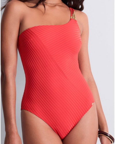 Traje de baño de una pieza asimétrico Aubade Sun Pop (Coral)